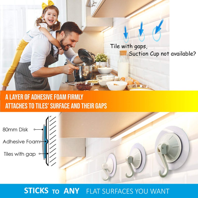 Randconcept - 80mm Adhesive disc for Suction Cups with adhesive - for Suction Shower Holder, Suction Mirror, Suction Hook, Car Dashboard, Bathroom & Kitchen, 3.15" Wide Diameter 2 Pcs (White) - Image 5